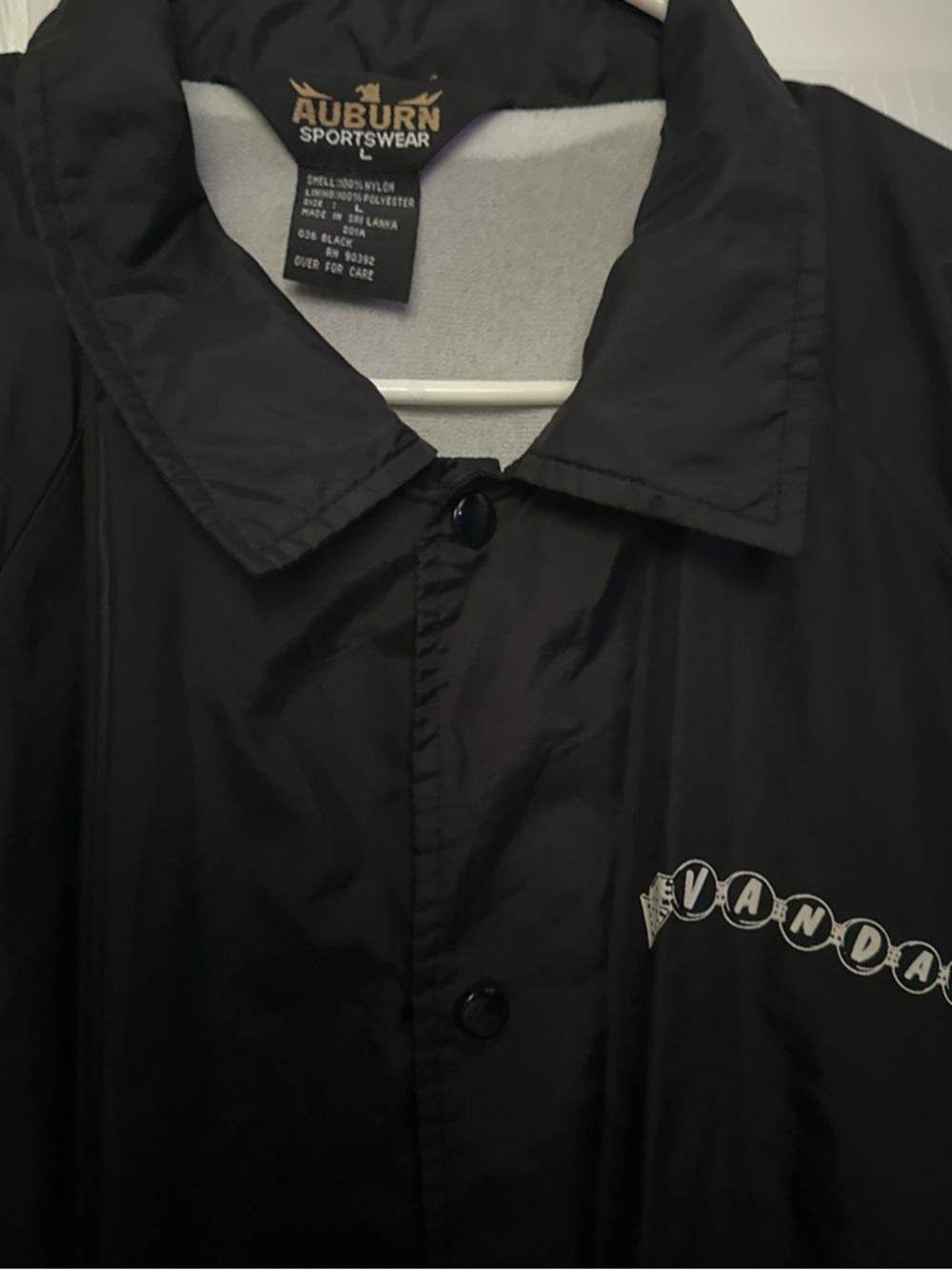 Auburn Sportswear Black Coach Jacket with Vandals Graphic